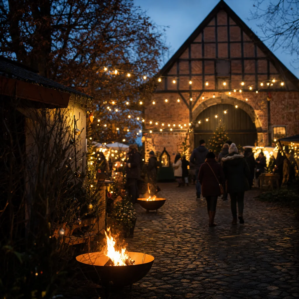 Adventsmarkt im Innenhof eines Gutshofs